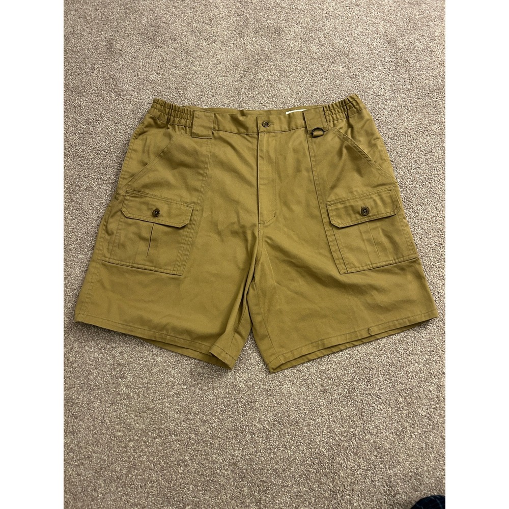 VTG Haband Cargo Shorts Mens 36 Khaki Tan Excellent Elastic Waist Utility Pocket